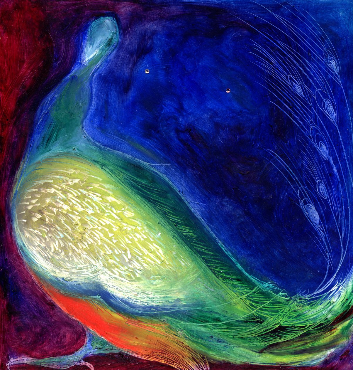 Starlight，2012，（卡片上的油和水钻） 作者 南希·莫尼兹·查拉拉姆布斯
