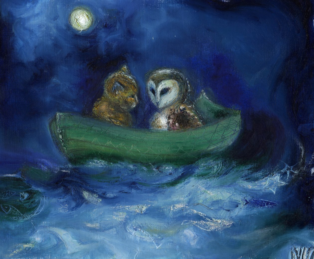 猫头鹰和猫咪，2014， 作者 南希·莫尼兹·查拉拉姆布斯