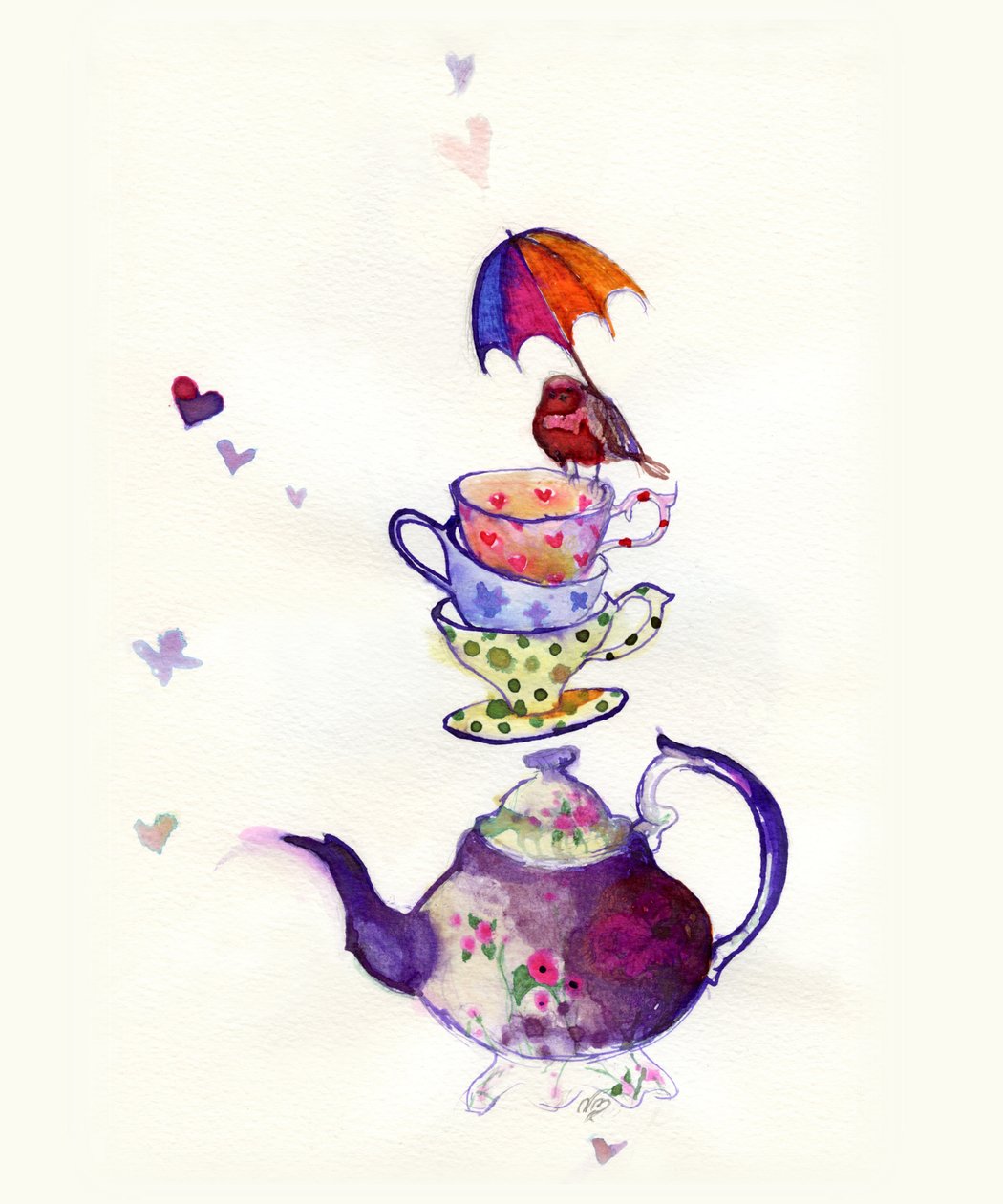 小茶鸟，2015年，（墨水在纸上） 作者 南希·莫尼兹·查拉拉姆布斯