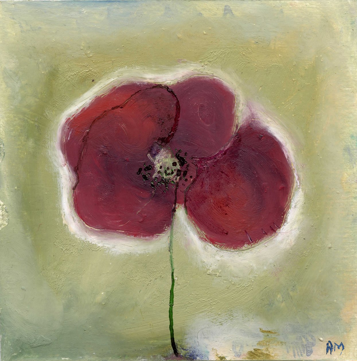 我日记中的罂粟花，2013 年（油画） 作者 南希·莫尼兹·查拉拉姆布斯