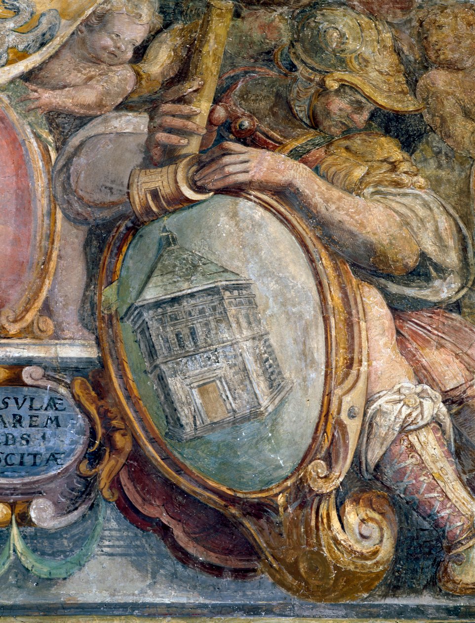 卧室，细节描绘城镇和建筑物在Medici控制下，S。Giovanni洗礼堂，佛罗伦萨，1564-75壁画 作者 Bartolomeo Ammannati