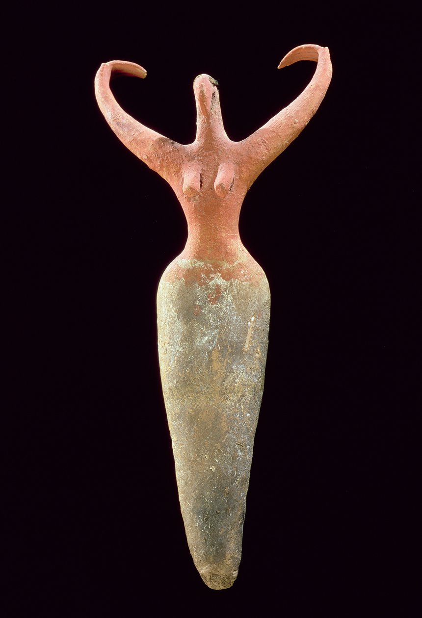 雌性雕像，来自El Mamariya，公元前3600至3500年（彩绘兵马俑）（见201160） 作者 纳卡达一世时期埃及