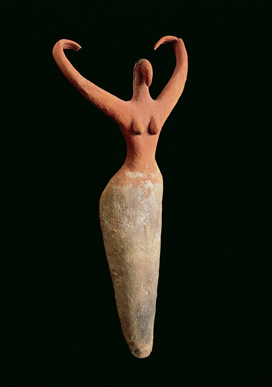 雌性雕像，来自El Mamariya，公元前3600至3500年（彩绘兵马俑）（见201159） 作者 纳卡达一世时期埃及