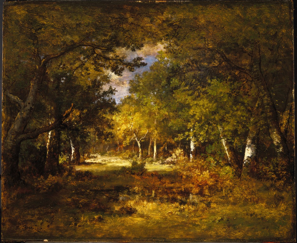 森林场景，c.1844-60 作者 Narcisse Virgile Diaz de laPeña
