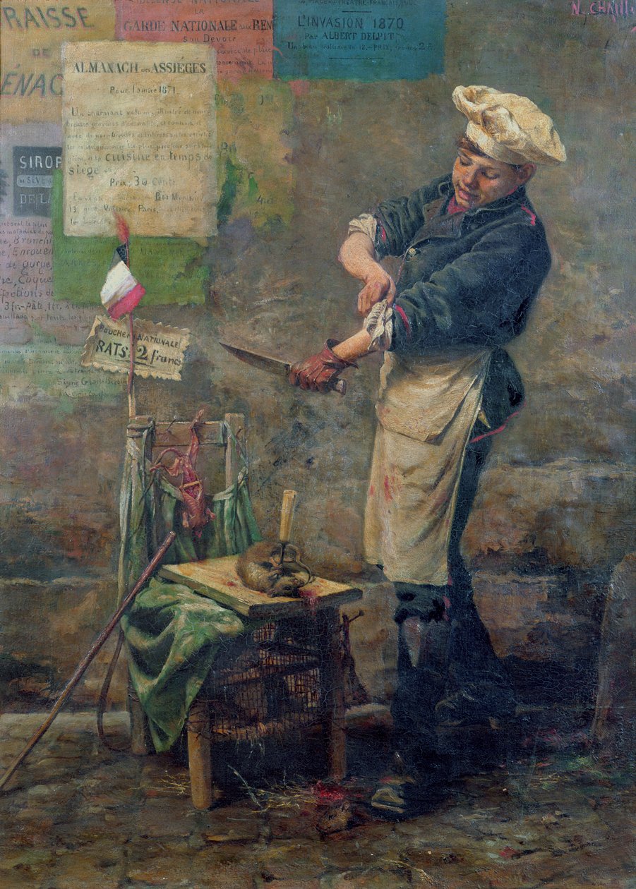 在1870年巴黎围困期间的老鼠卖主 作者 Narcisse Chaillou