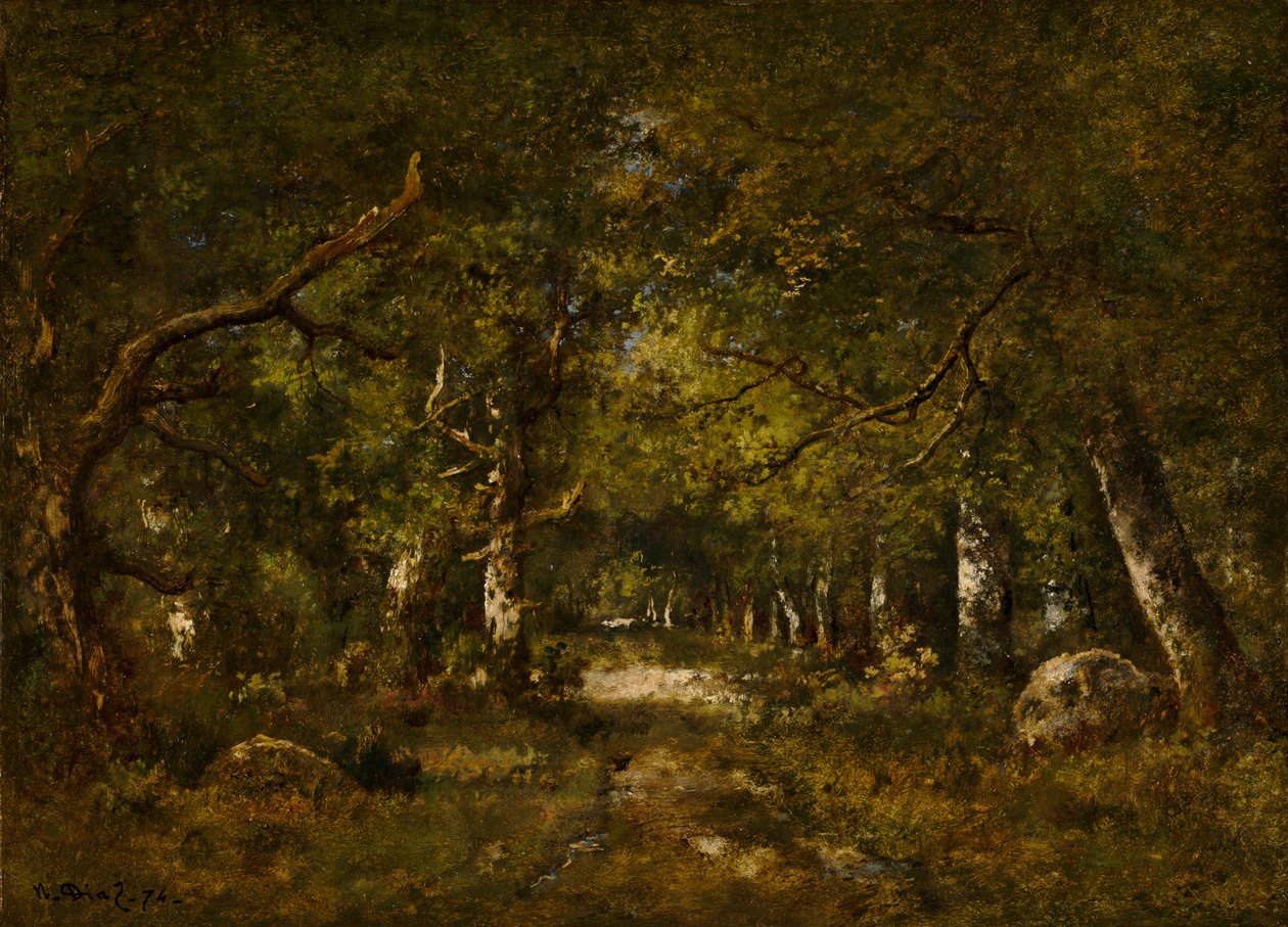 森林景象，1874年。 作者 Narcisse Virgile Diaz de laPeña