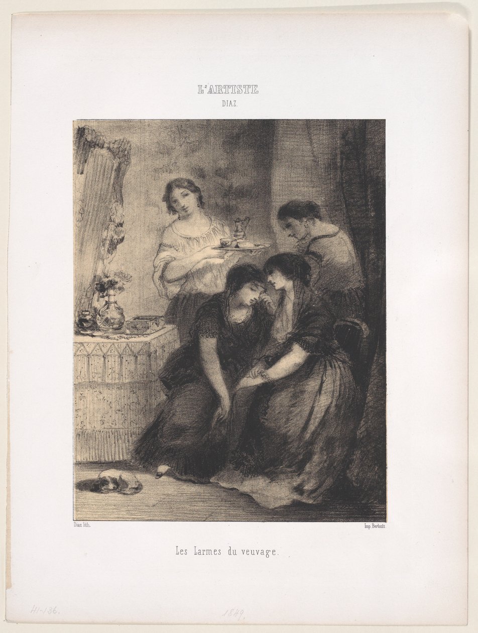 寡妇的眼泪，1830-76。 作者 Narcisse Virgile Diaz de laPeña