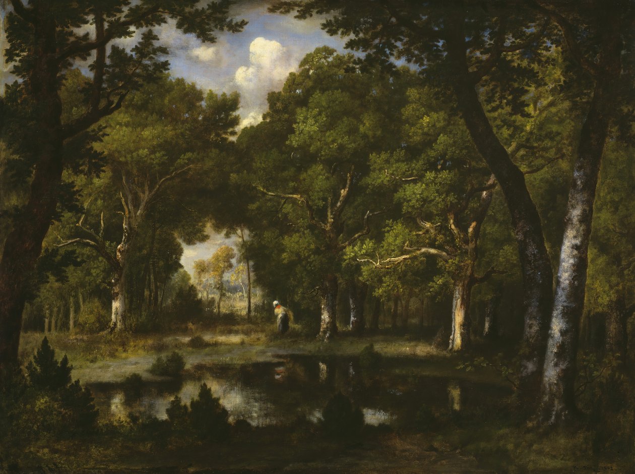 森林中的池塘，1862年。 作者 Narcisse Virgile Diaz de laPeña