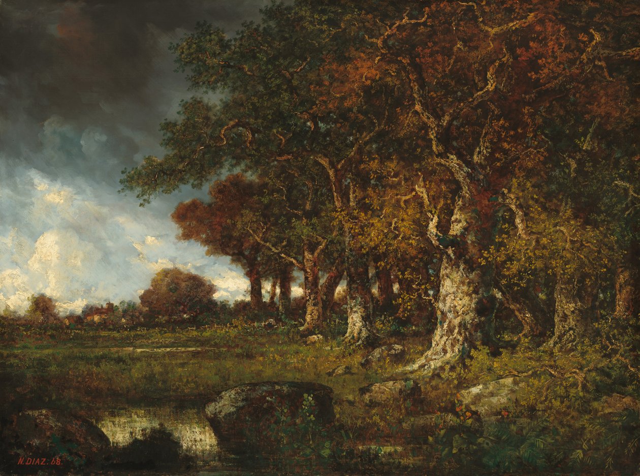 Les Monts-Girard的森林边缘，枫丹白露，1868年。 作者 Narcisse Virgile Diaz de laPeña
