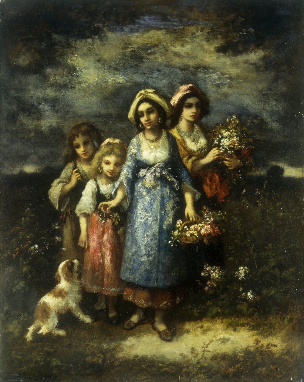 花的收集者，1873年 作者 Narcisse Virgile Diaz de laPeña