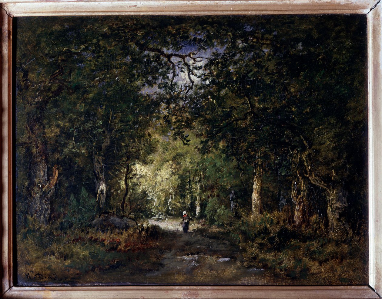 木下的道路 Narcisse Diaz de la Pena (1807-1876) 19 世纪 Sun 绘画。 0,24x0,32 米 作者 Narcisse Virgile Diaz de laPeña