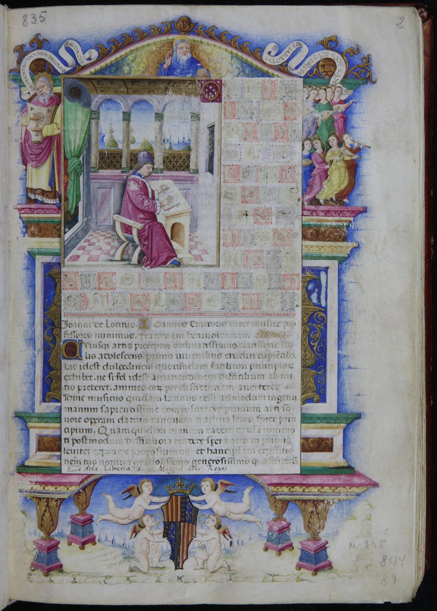 Johannes Tinctoris的肖像 来自Opus musices Joannis Tinctoris, 1483年 作者 纳多·拉皮卡诺