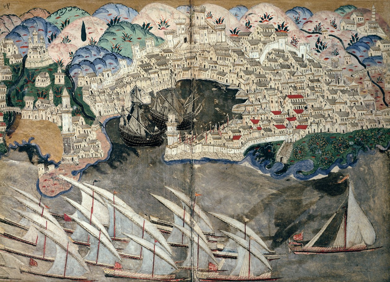奥斯曼舰队于1543年封锁马赛港 作者 纳苏·西拉希（Nasuh Al Silahi）
