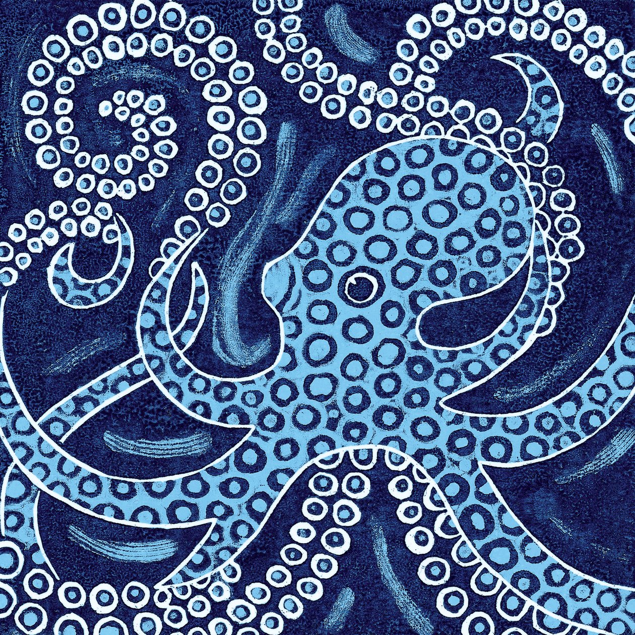 蓝环章鱼，2010 年（彩色木刻） 作者 纳特·莫利