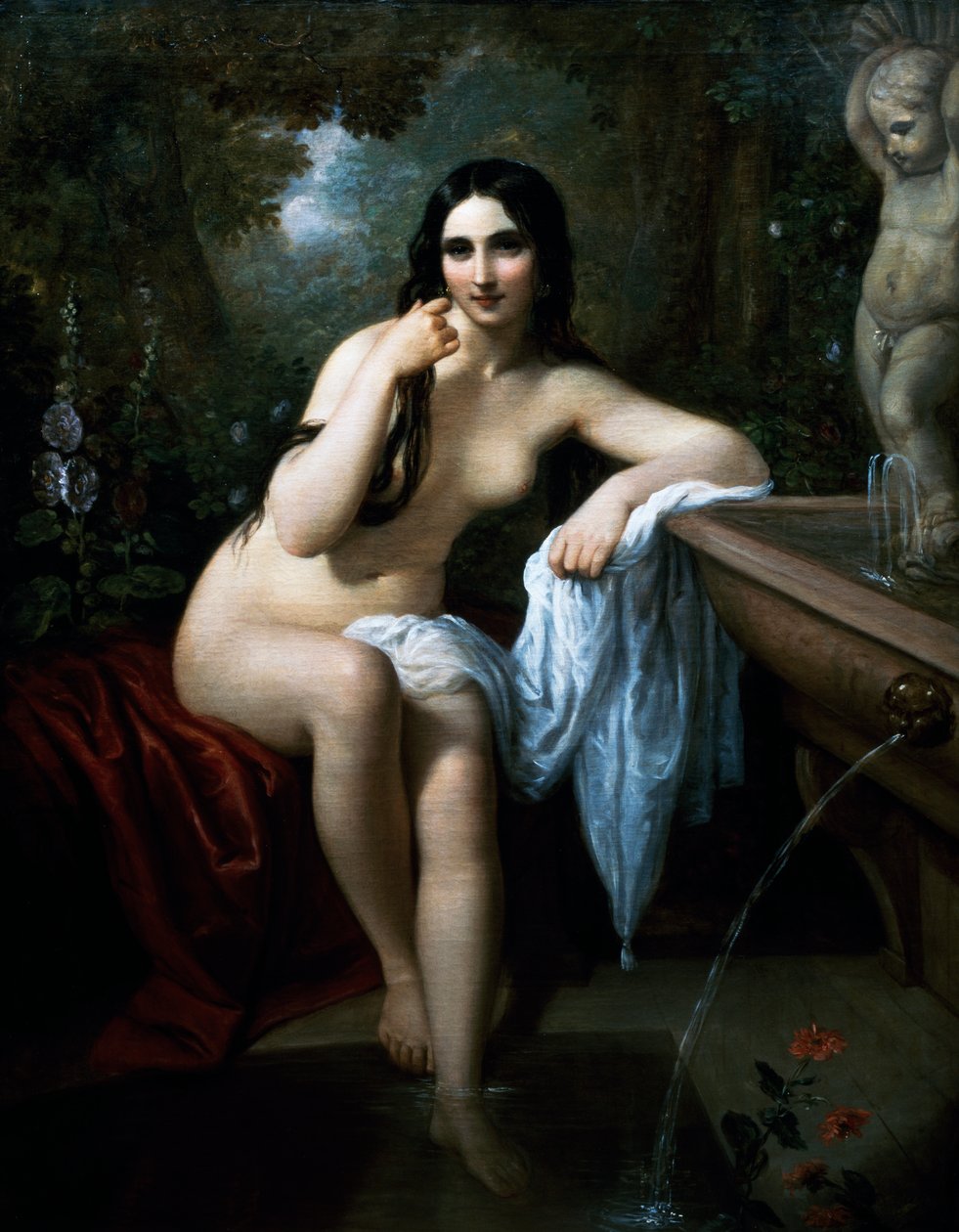 浴中的仙女，Natale Schiavoni (1777-1858) 作画，布面油画，cm 153,5x120，意大利 作者 纳塔莱·夏沃尼（Natale Schiavoni）