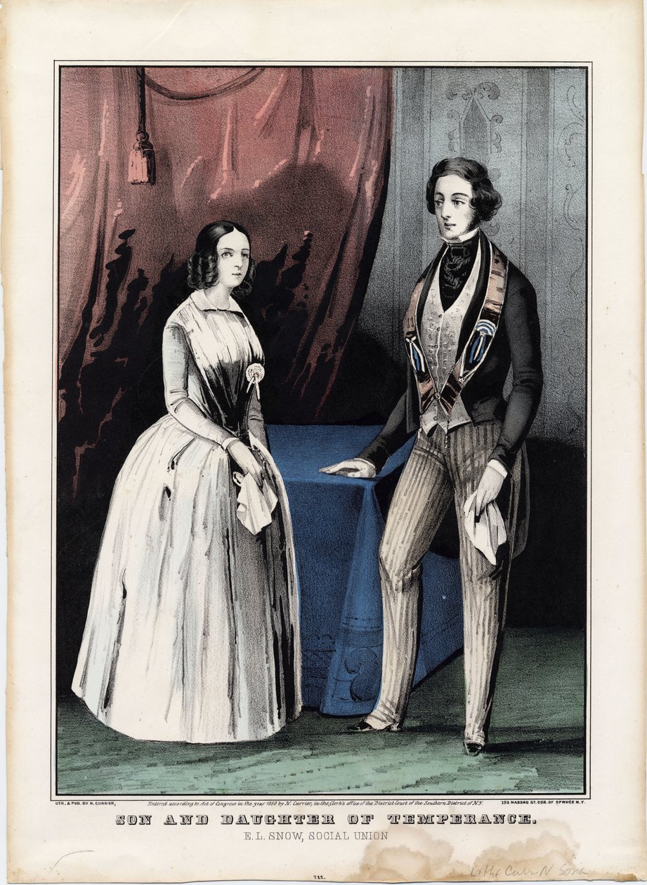 节制的儿子和女儿：EL Snow，社会联盟，1850年 作者 纳撒尼尔·卡里尔（Nathaniel Currier）