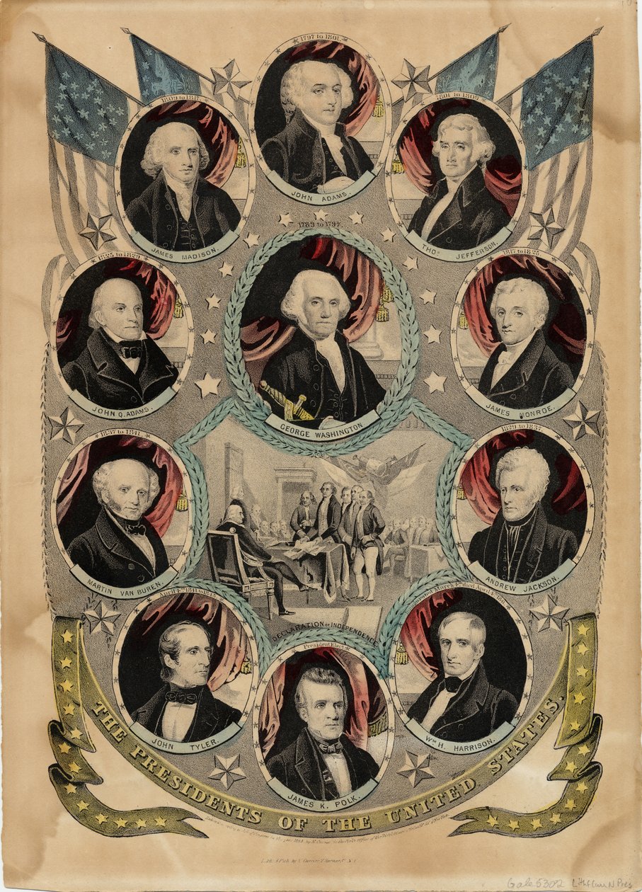 美国总统，由N. Currier，纽约，1844年出版 作者 纳撒尼尔·卡里尔（Nathaniel Currier）