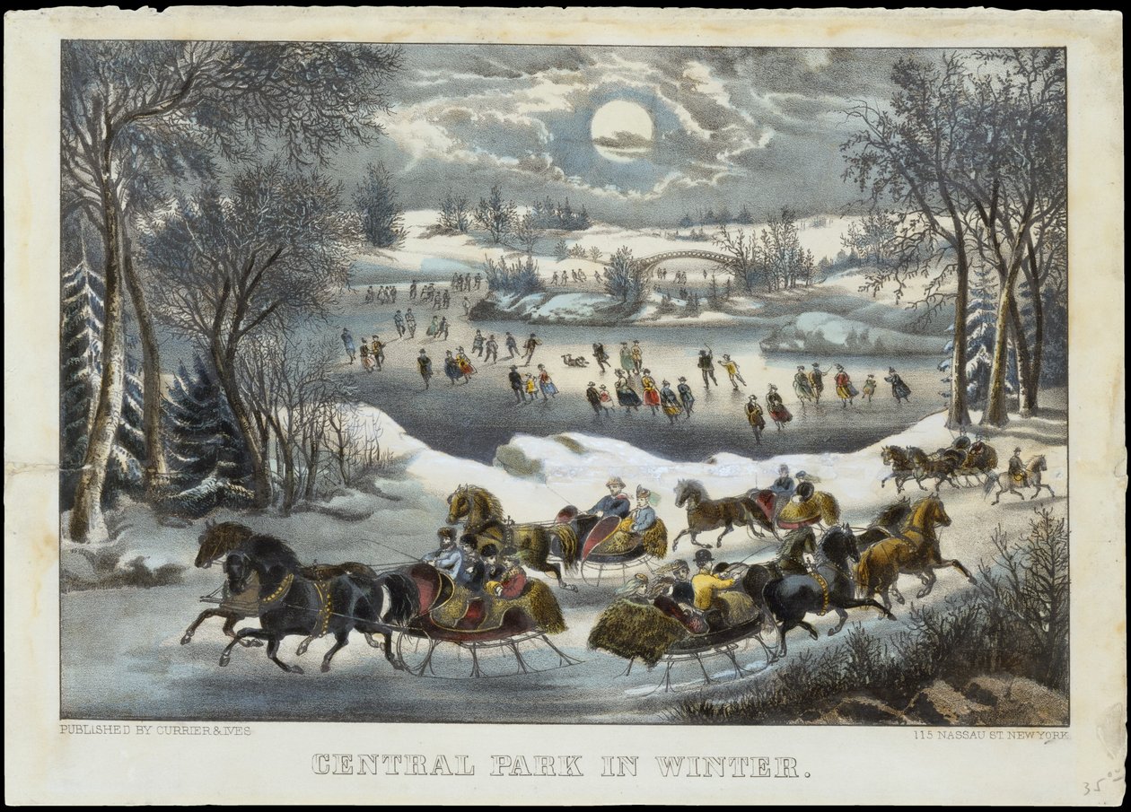 冬天的中央公园, 1877-94., 1877-94.创作者：Nathaniel Currier, James Merritt Ives, Currier and Ives. 作者 库里尔和艾夫斯