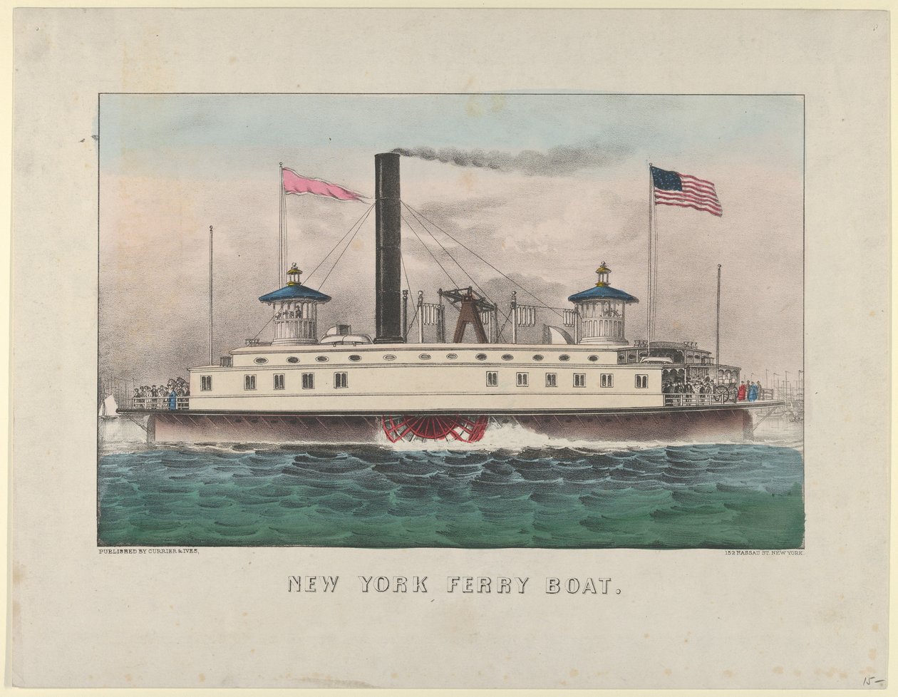 New York Ferry Boat, ca. 1860-65., ca. 1860-65.创作人：Nathaniel Currier, James Merritt Ives, Currier and Ives. 作者 库里尔和艾夫斯