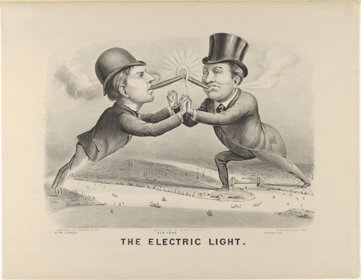 电灯，1880年，1880年。创作人：Nathaniel Currier, James Merritt Ives, Currier and Ives. 作者 库里尔和艾夫斯