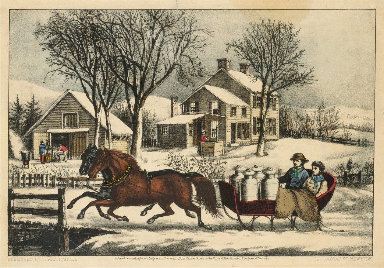 乡村的冬天的早晨，1873年。创作者：Nathaniel Currier, James Merritt Ives, Currier and Ives. 作者 库里尔和艾夫斯
