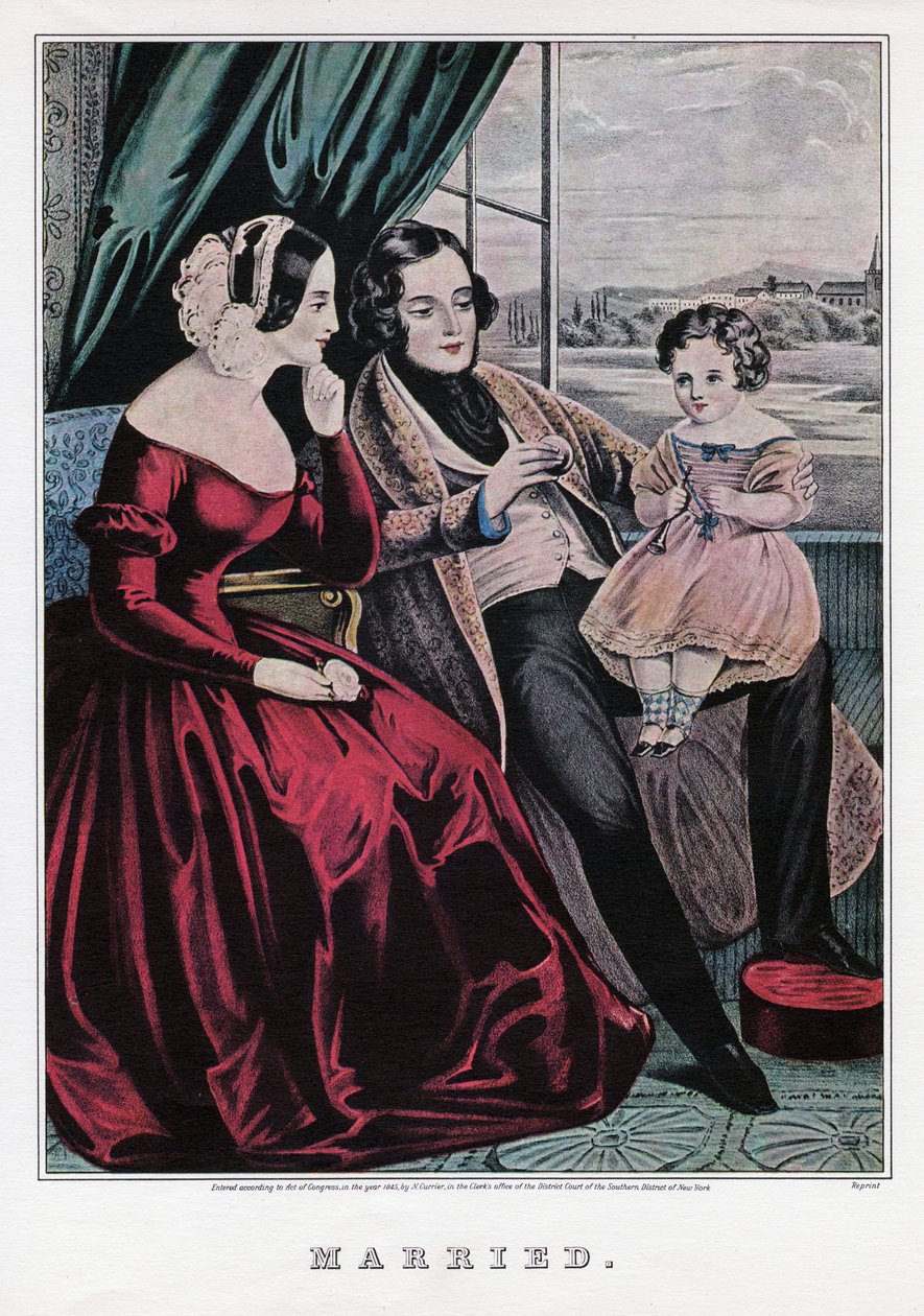 1845年结婚。 作者 纳撒尼尔·卡里尔（Nathaniel Currier）
