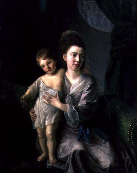 安妮-加德纳和她的长子柯克曼在一起 作者 纳撒尼尔·霍恩（Nathaniel Hone）