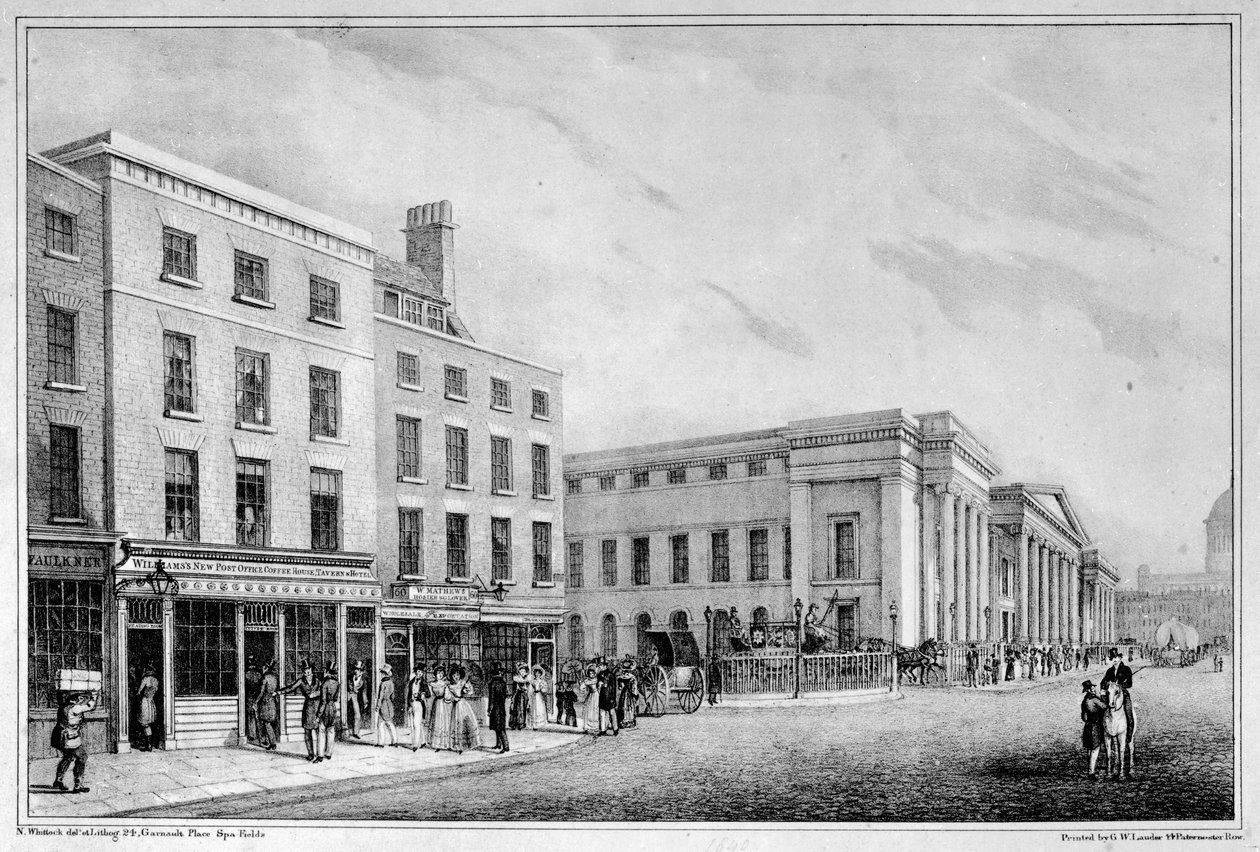 沿着Aldersgate街和St Martin-le-Grand到St Pauls大教堂，1830年 作者 纳撒尼尔·惠特克