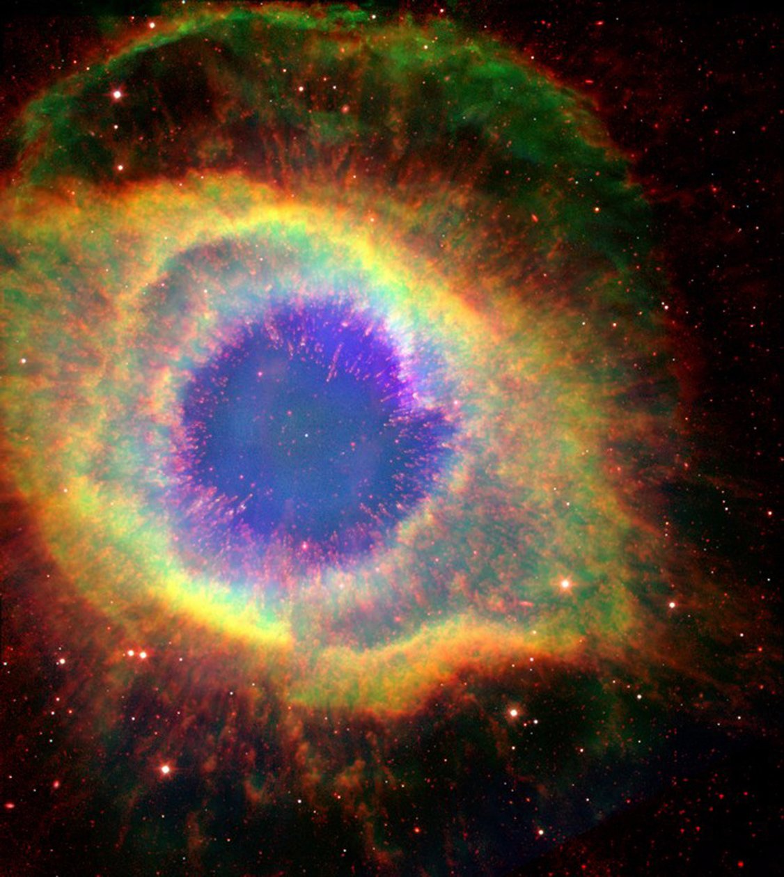 Helix Nebula（NGC 7293），有时被称为神之眼，是水瓶座中的一个大型行星状星云。图片来源：NASA。 作者 国家航空航天局国家航空航天局