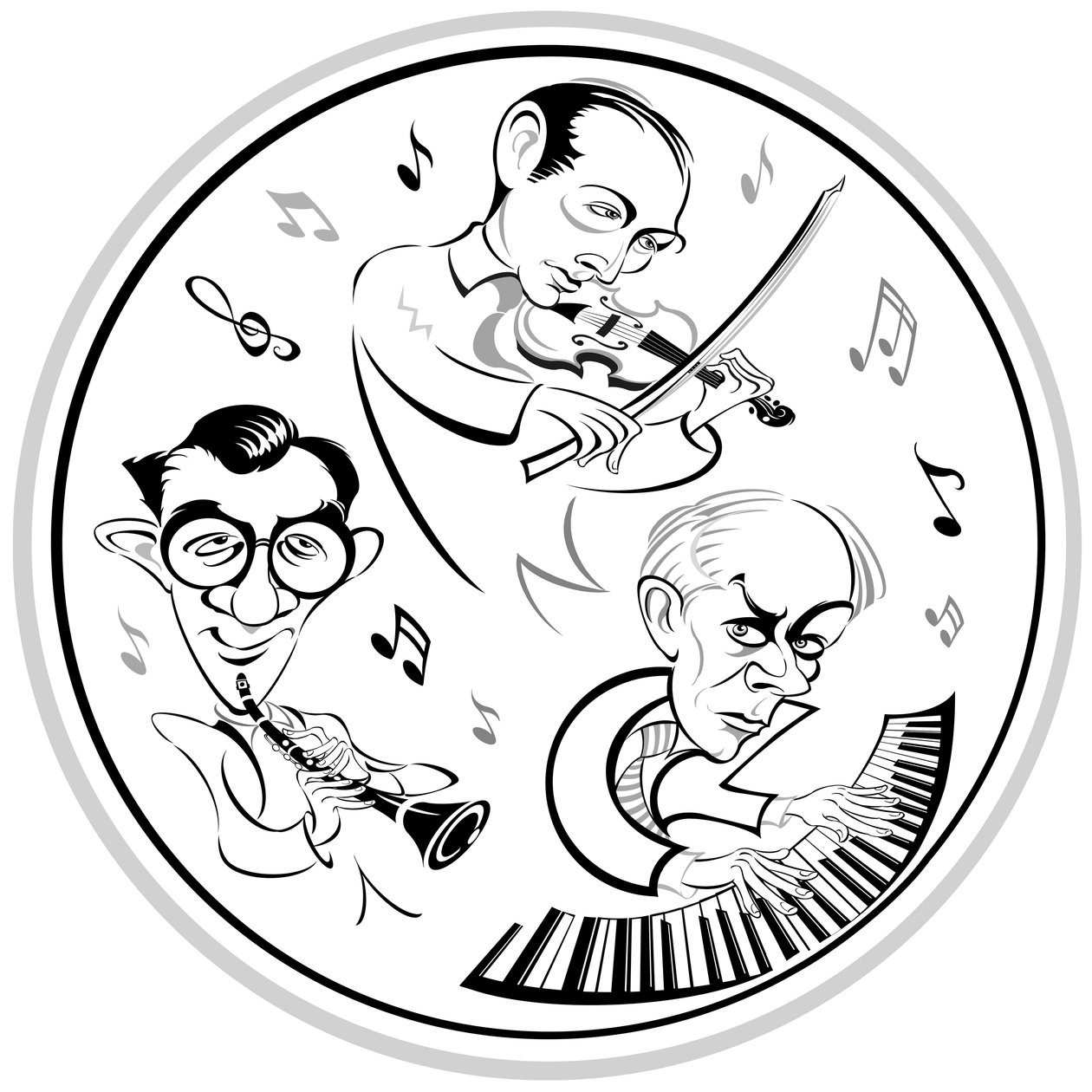 钢琴上的Bela Bartok，美国单簧管演奏家Benny Goodman（1909-86）和匈牙利小提琴家Joseph Szigeti（1892-1973），三人组合于1940年首次拍摄对比 - 一个室内派 作者 尼尔·奥斯本