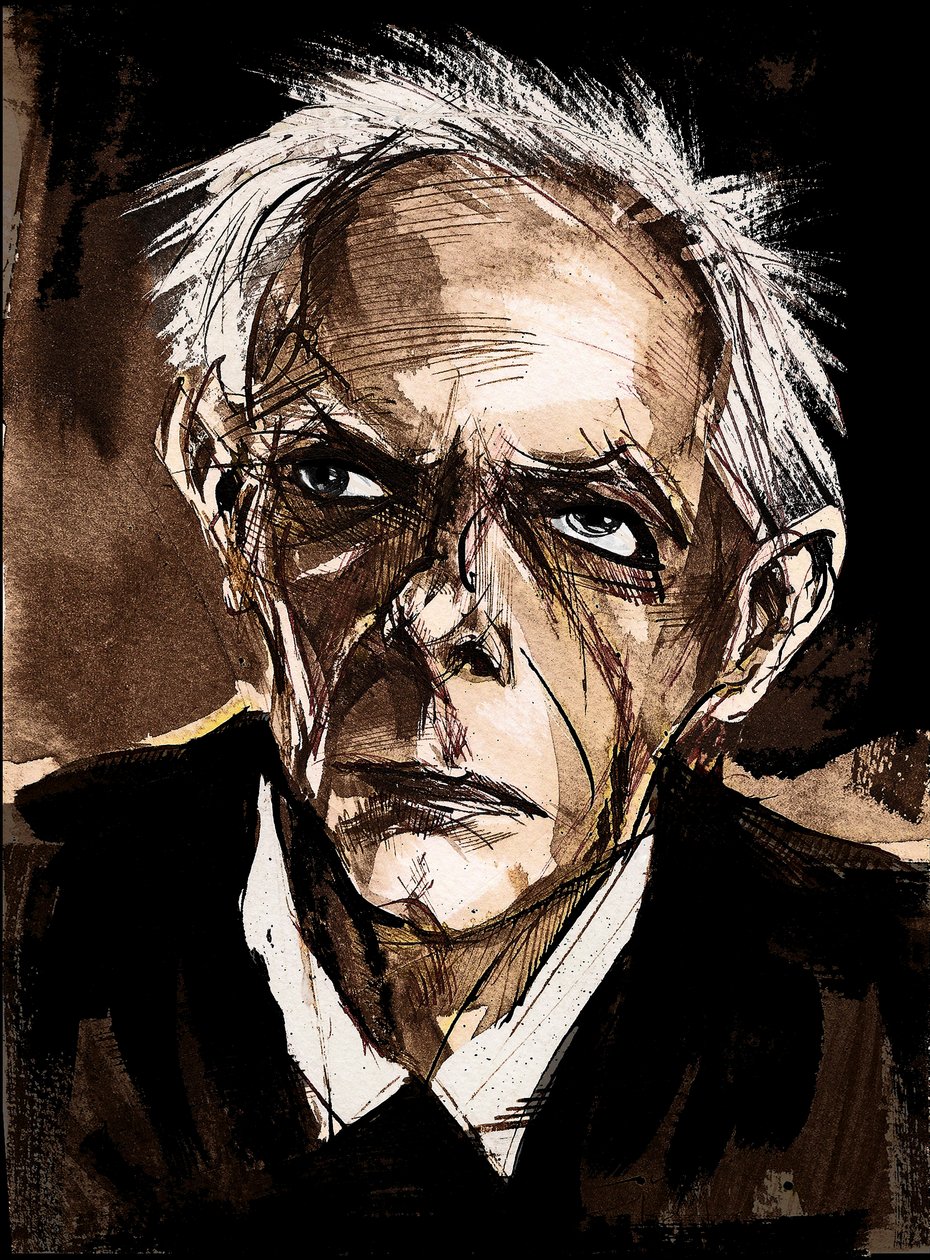 Neale Osborne的Bela Bartok，笔和水的漫画 作者 尼尔·奥斯本