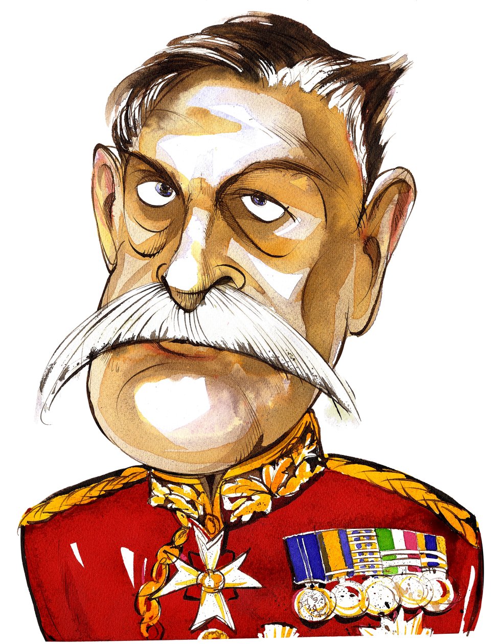 英国野战马歇尔，Bernersyde的第一伯爵黑格（1861-1928）;穿着制服的彩色漫画 作者 尼尔·奥斯本
