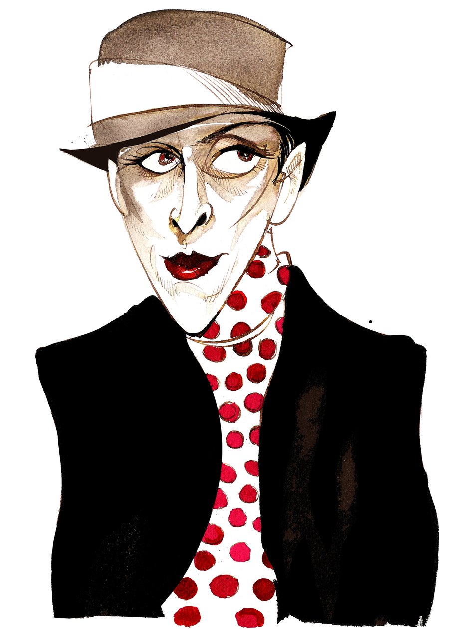 Djuna Barnes，有影响力的美国现代主义作家和艺术家; caricatureDB：1892年6月12日 -  1982年6月18日 作者 尼尔·奥斯本