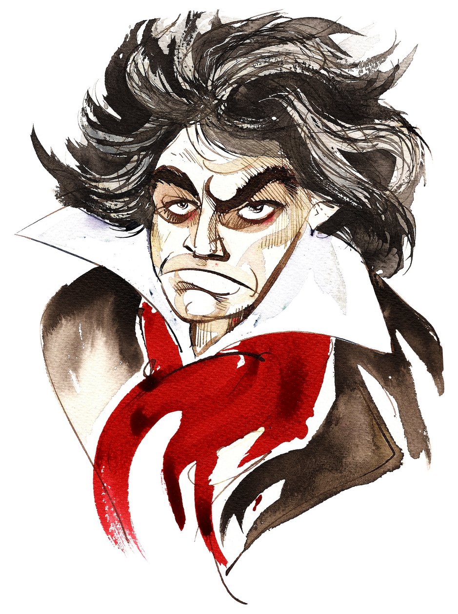 德国作曲家Ludwig van Beethoven（1770-1827）;漫画 作者 尼尔·奥斯本