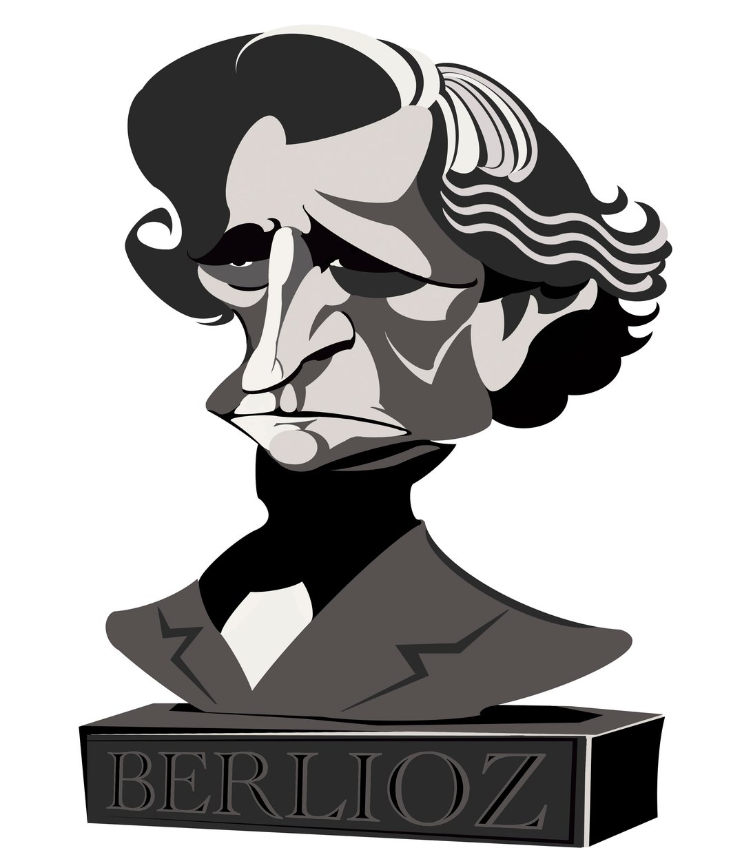 Hector Berlioz，法国作曲家（1803-69），半色调漫画作为半身像，2010年作者Neale Osborne 作者 尼尔·奥斯本