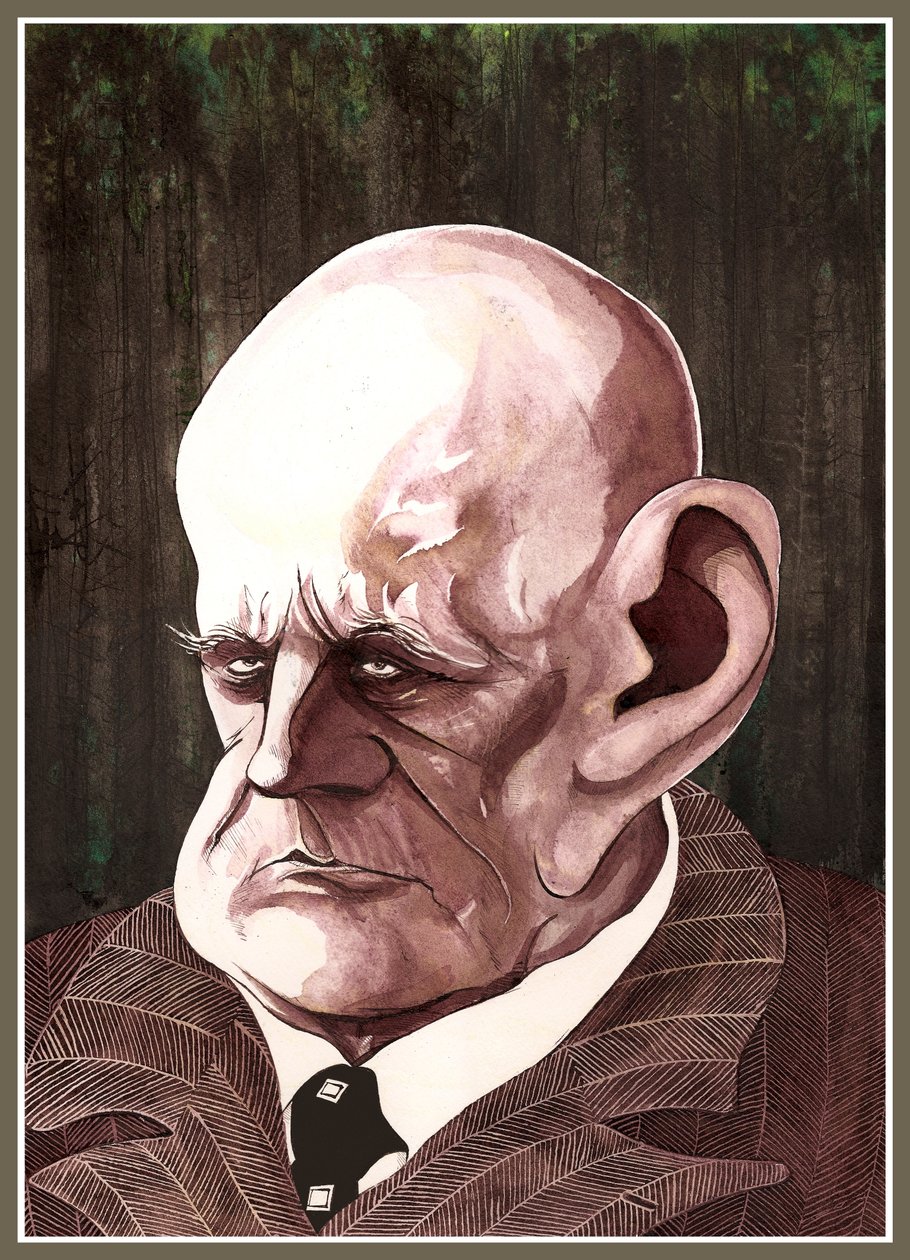 Jean Sibelius，芬兰作曲家（1865-1957），彩色墨水漫画，2003年由Neale Osborne创作 作者 尼尔·奥斯本