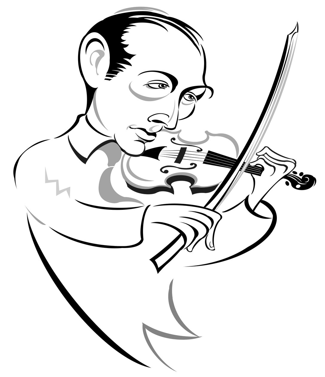 Joseph Szigeti  - 匈牙利小提琴家（1892-1973）;程式化的漫画 作者 尼尔·奥斯本