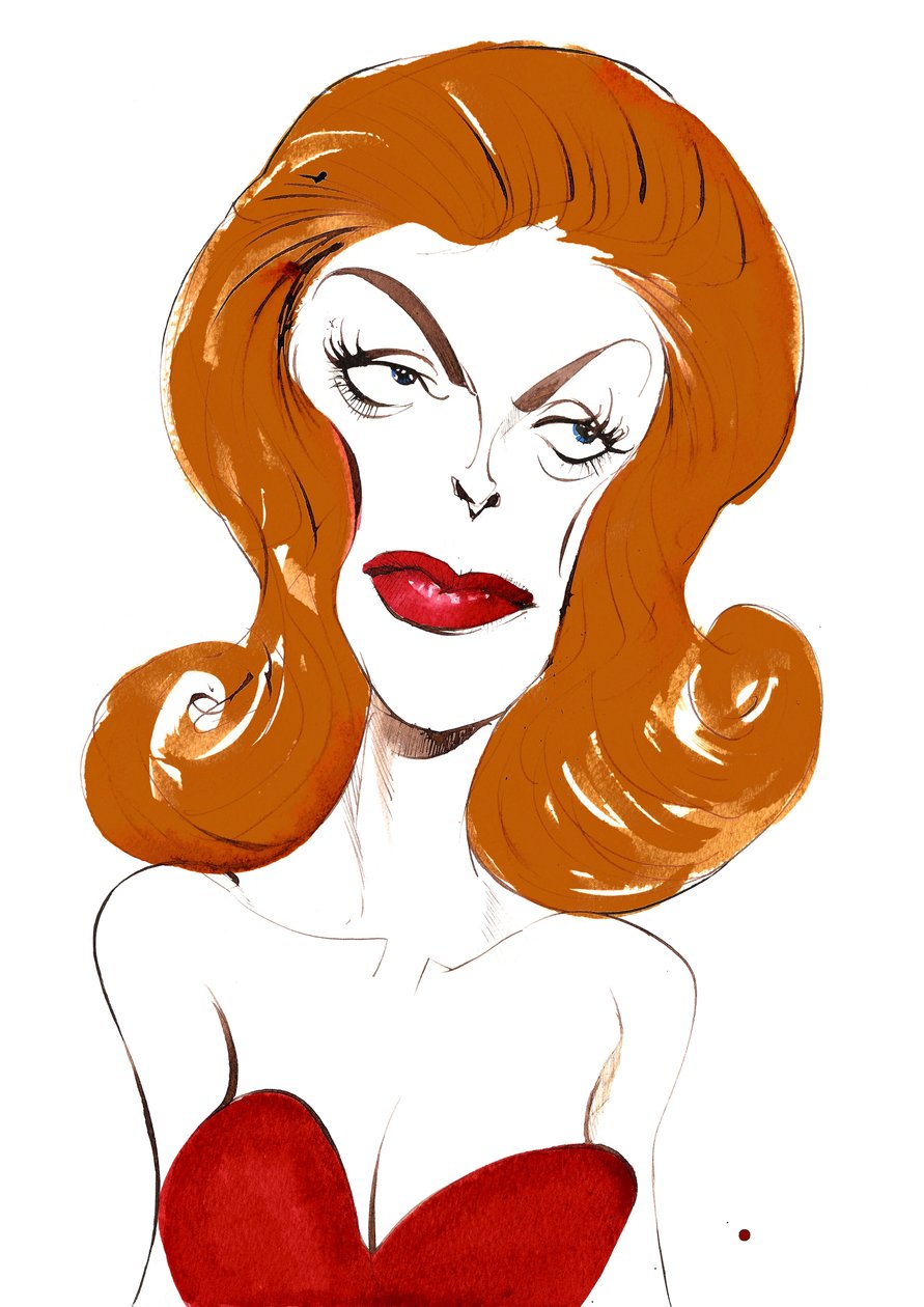 Julie London美国歌手兼演员（1926-2000）;彩色漫画，2015 作者 尼尔·奥斯本