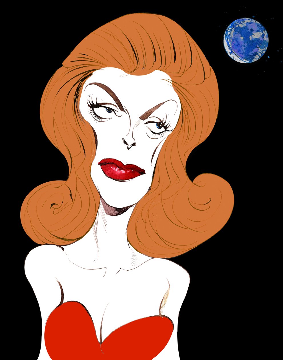 Julie London美国歌手兼演员（1926-2000）;彩色漫画，2015 作者 尼尔·奥斯本