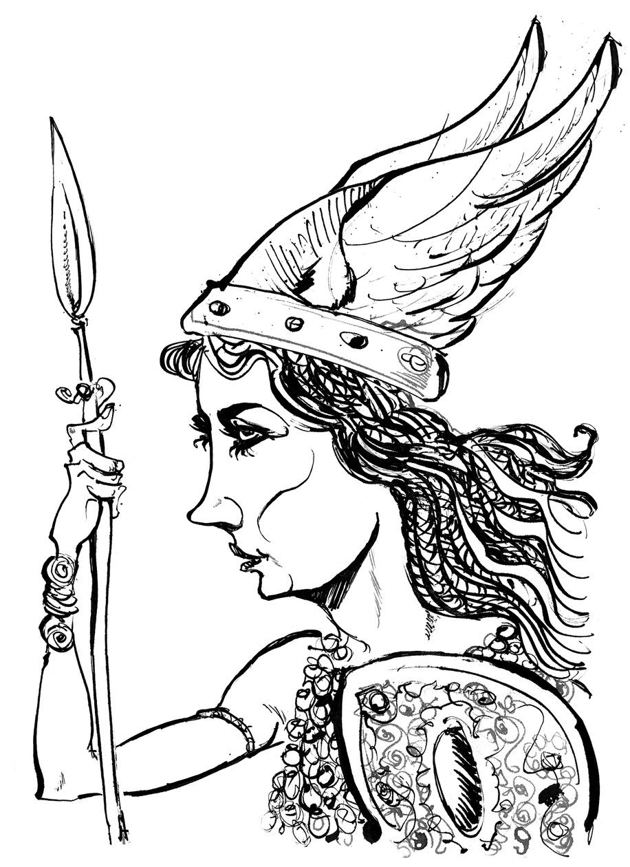 Kirsten Flagstad饰演Brünnhilde，来自歌剧DieWalküre，来自Richard Wagner（德国作曲家1813-83）;黑白漫画 作者 尼尔·奥斯本