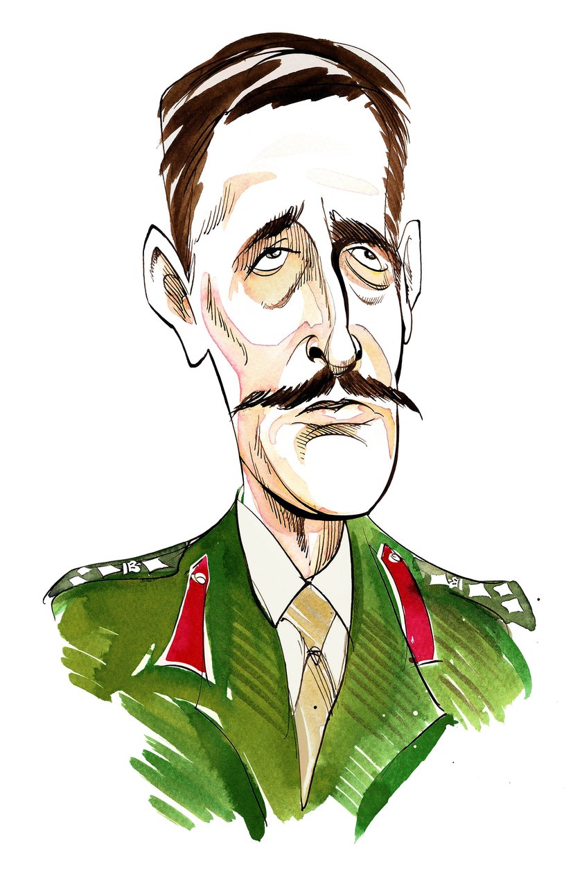 Nicholas Courtenay  - 英国演员漫画，1929年 -  2011年 作者 尼尔·奥斯本