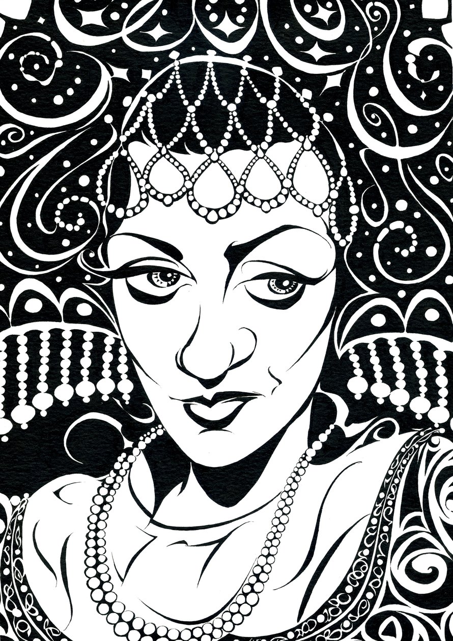 Olga Borodina  - 俄罗斯歌剧演唱家（女中音）的漫画 作者 尼尔·奥斯本