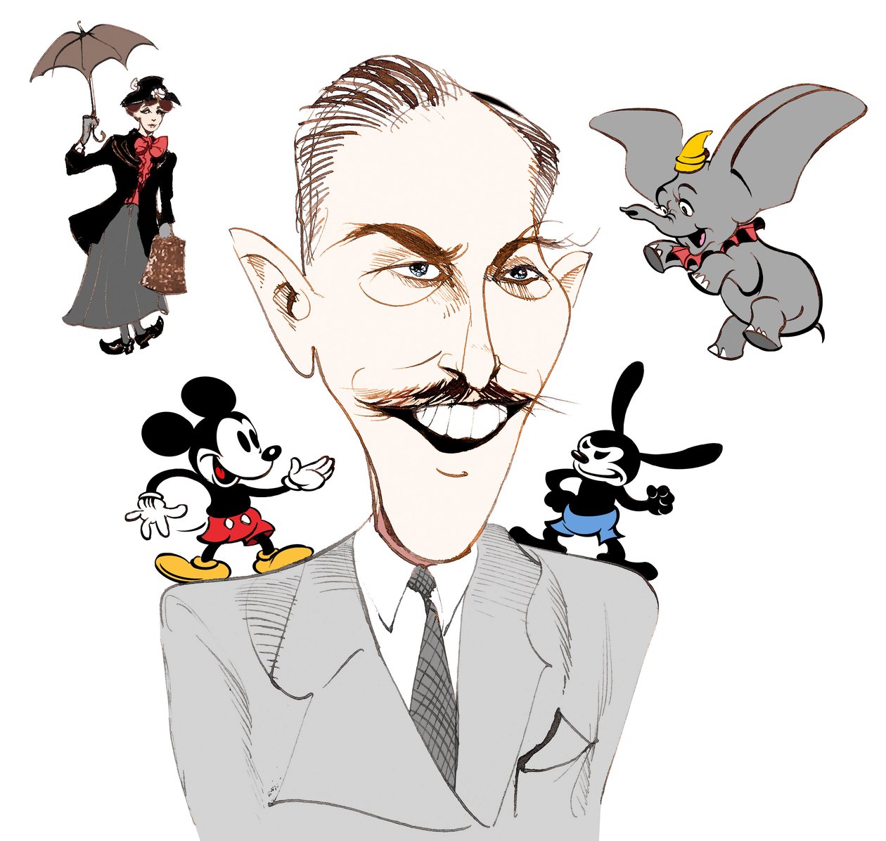 华特迪士尼，美国电影制片人，商业巨头，漫画家和动画师;讽刺Mary Poppins 作者 尼尔·奥斯本