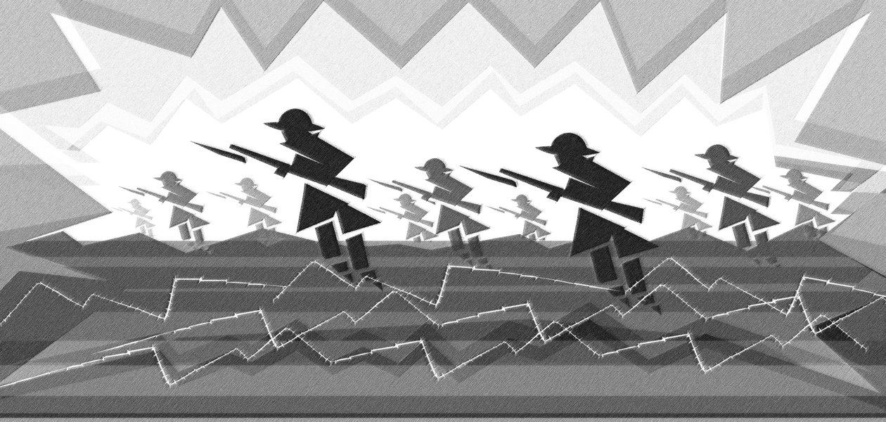 第一次世界大战士兵用刺刀 - 从战壕中出现 作者 尼尔·奥斯本