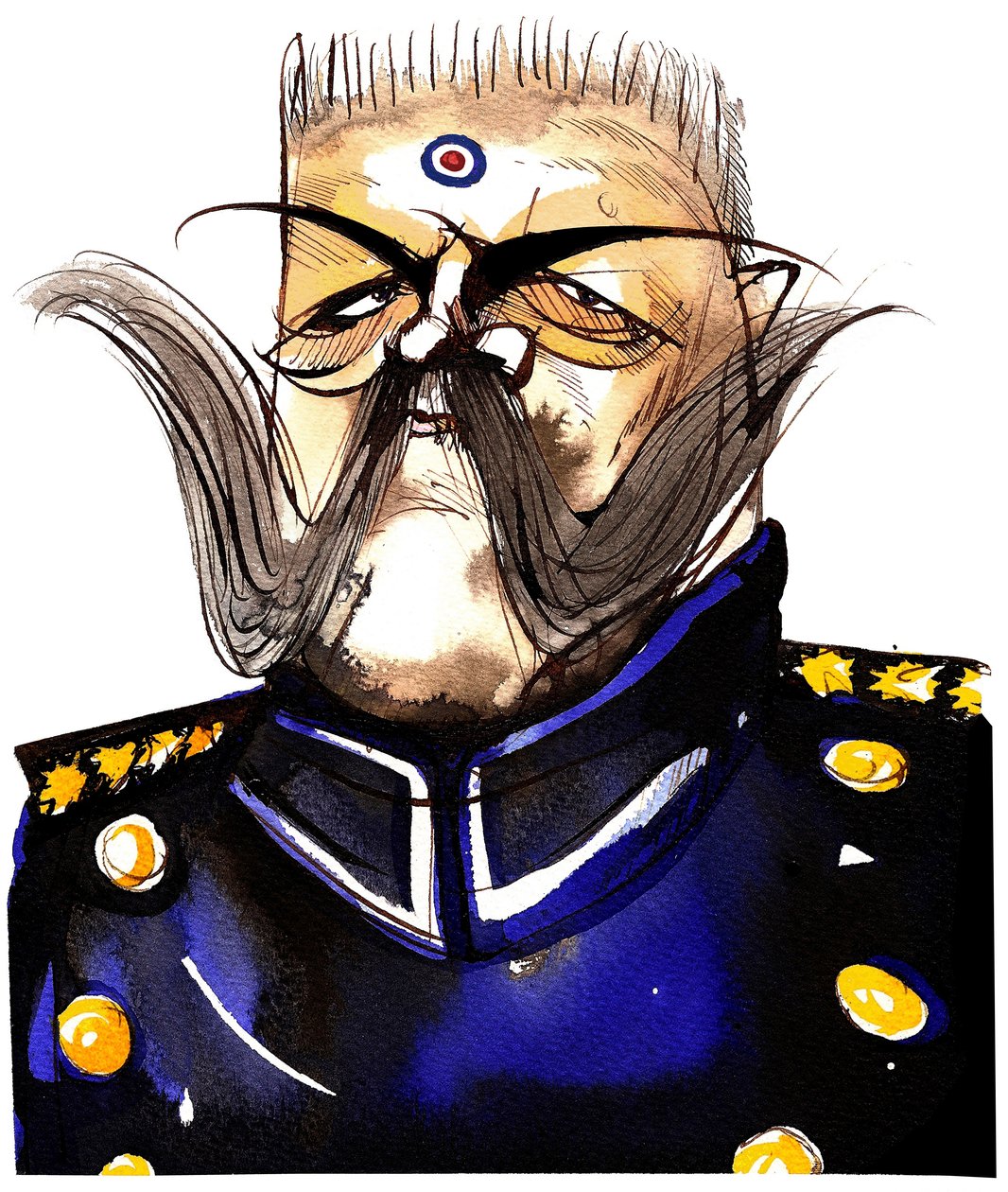 Paul von Hindenburg-出生于波兰，德国将军兼总统（1847-1934）;彩色漫画 作者 尼尔·奥斯本