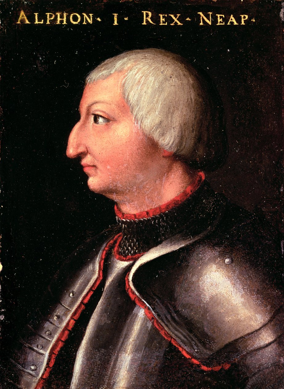 Alfonso V，&39;Magnanimous&39;，阿拉贡国王，（那不勒斯和西西里岛的阿方索一世）（1396-1458）c.1450（小组） 作者 那不勒斯学校