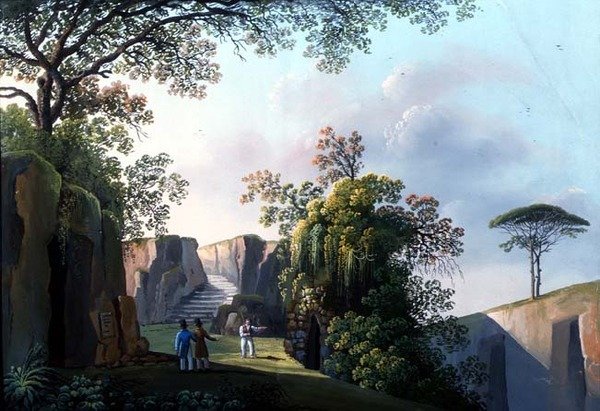 那不勒斯。维吉尔的坟墓（"Tompa di Virgilio"）（水粉画） 作者 那不勒斯学校