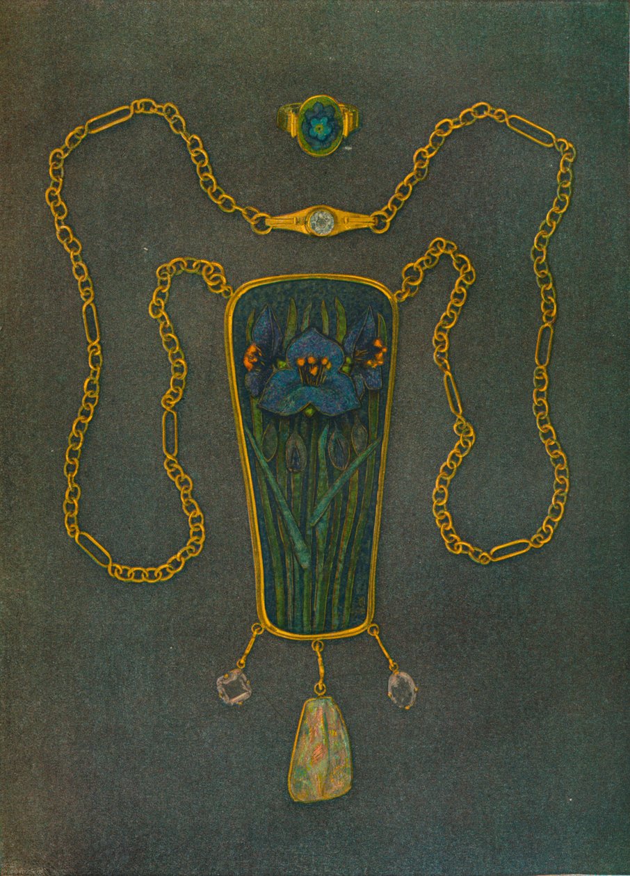 黄金，珐琅和宝石项链，c1901 作者 尼尔森·埃瑟雷德·道森