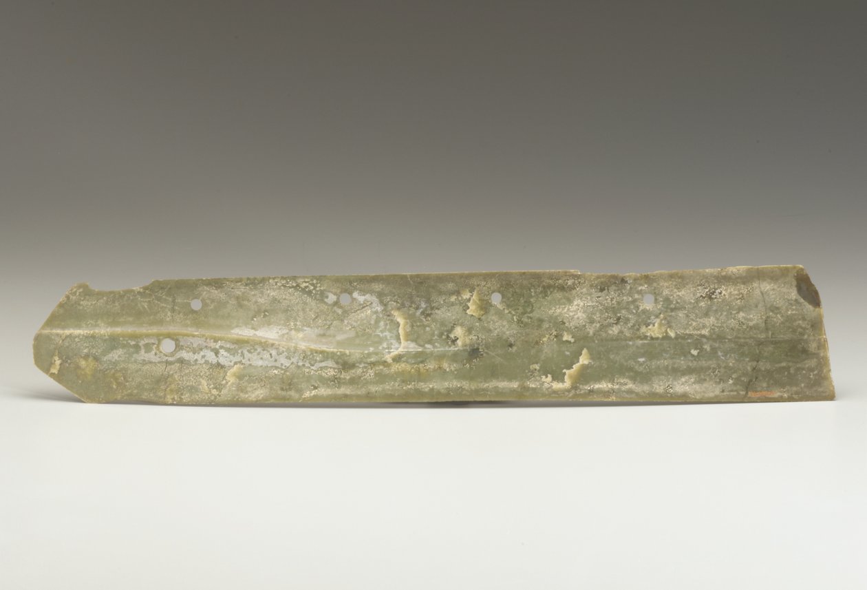 收割刀（胡），齐家文化，公元前2500年至2000年（玉） 作者 新石器时代中文学校