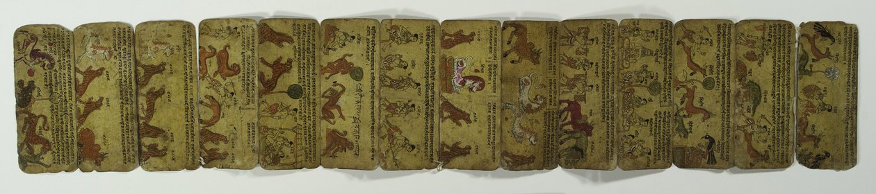 六角手风琴手稿，各种动物图片（纸上不透明的wc） 作者 尼泊尔学校